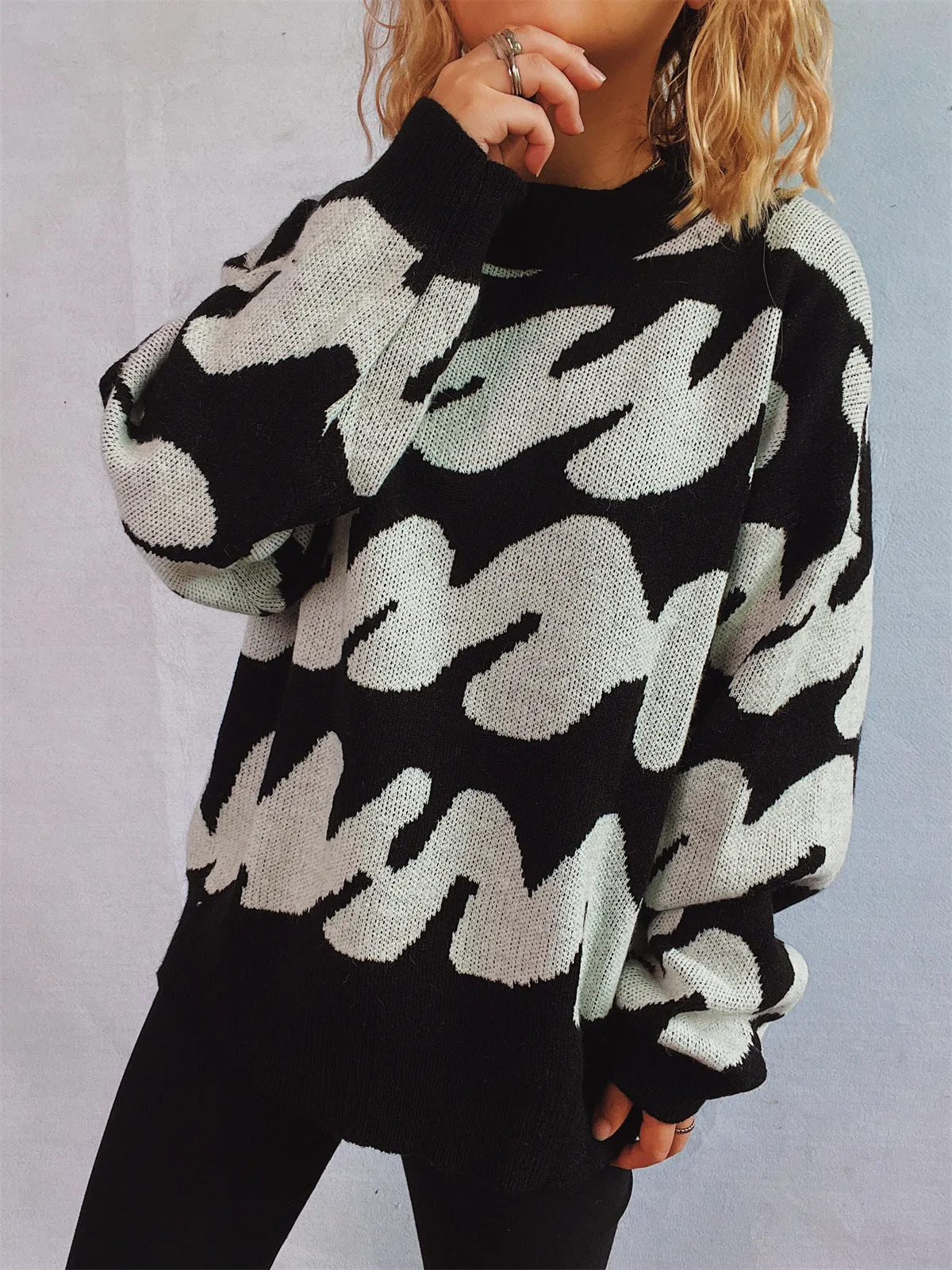 Contrast Round Neck Long Sleeve Sweater sold by Charming Charlie product image thumbnail 3