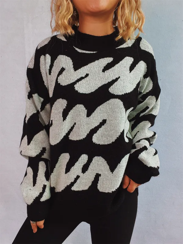 Contrast Round Neck Long Sleeve Sweater sold by Charming Charlie