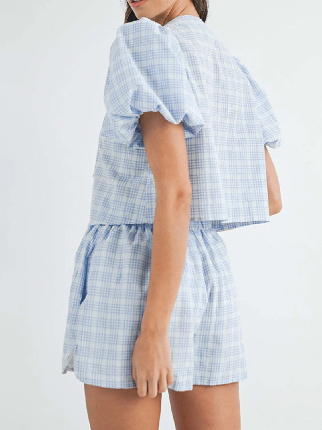 V-Neck Puff Sleeve Top and Shorts Set sold by Charming Charlie product image thumbnail 2