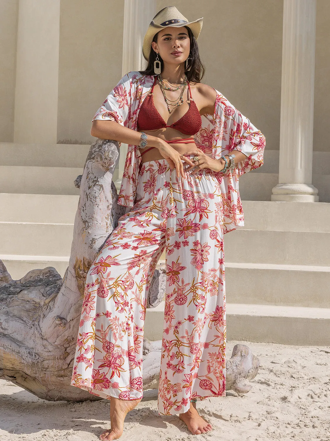 Printed Open Front Half Sleeve Top and Pants Set sold by Charming Charlie product image thumbnail 4