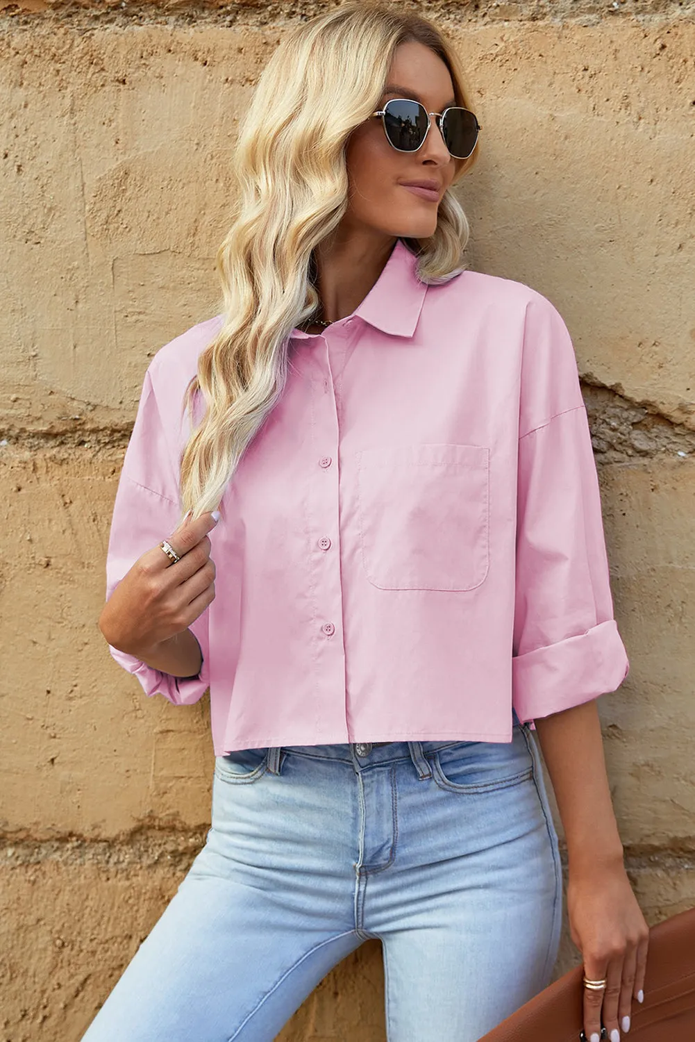 Button Up Dropped Shoulder Shirt sold by Charming Charlie product image thumbnail 3