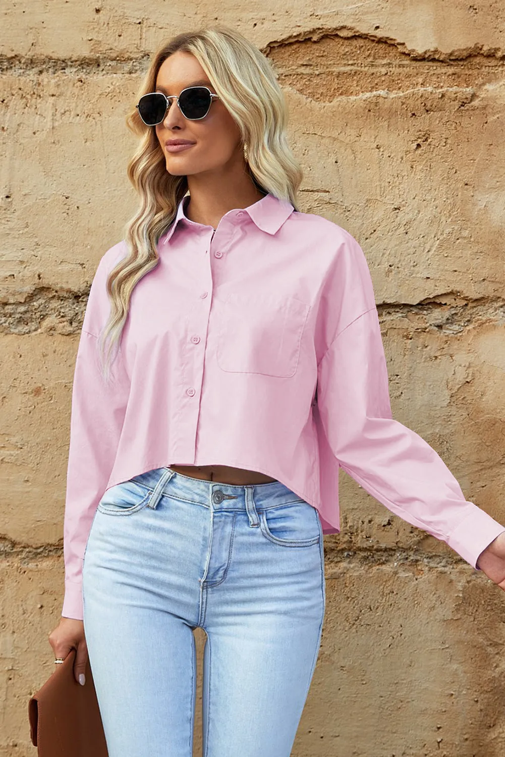 Button Up Dropped Shoulder Shirt sold by Charming Charlie product image thumbnail 4