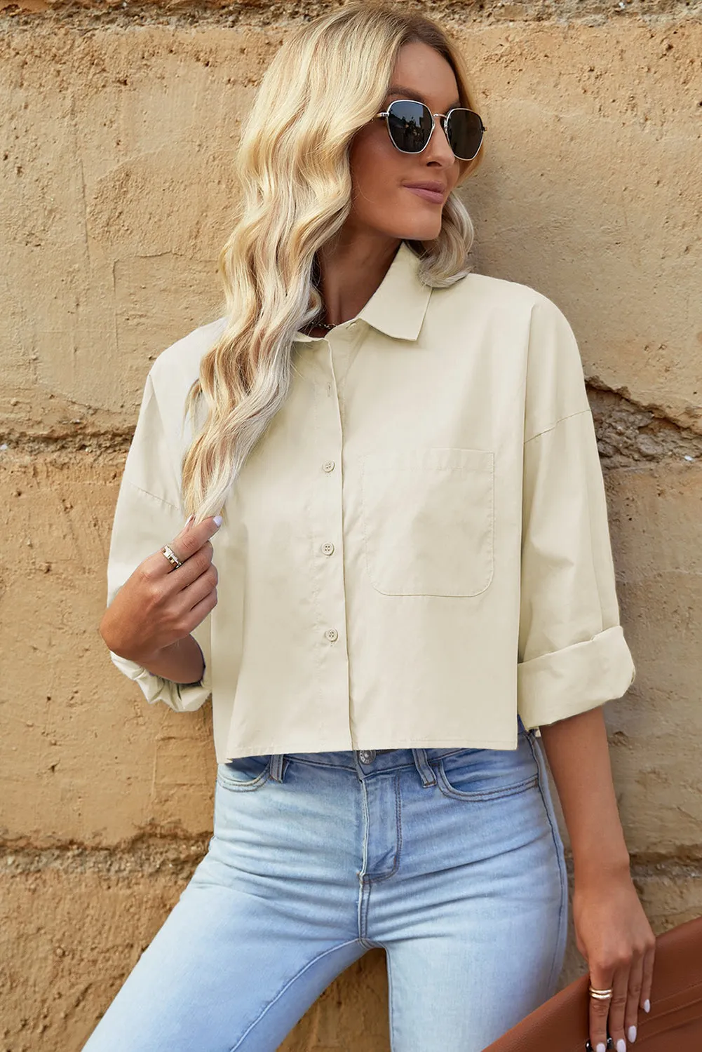 Button Up Dropped Shoulder Shirt sold by Charming Charlie product image thumbnail 5