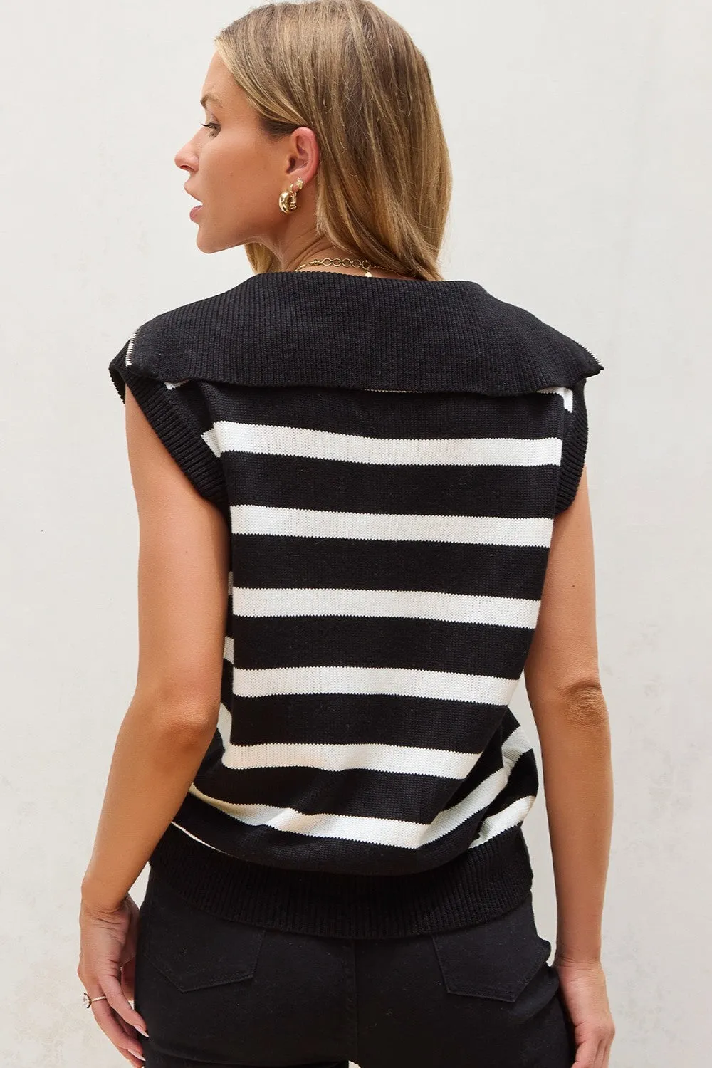Striped Half Zip Sweater Vest sold by Charming Charlie product image thumbnail 4
