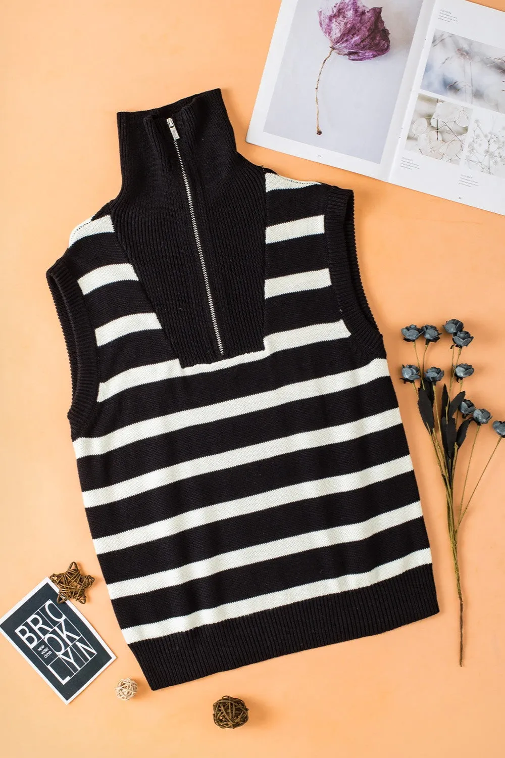 Striped Half Zip Sweater Vest sold by Charming Charlie product image thumbnail 5