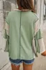 Lace Detail Contrast V-Neck Long Sleeve Blouse sold by Charming Charlie