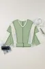 Lace Detail Contrast V-Neck Long Sleeve Blouse sold by Charming Charlie