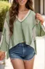 Lace Detail Contrast V-Neck Long Sleeve Blouse sold by Charming Charlie