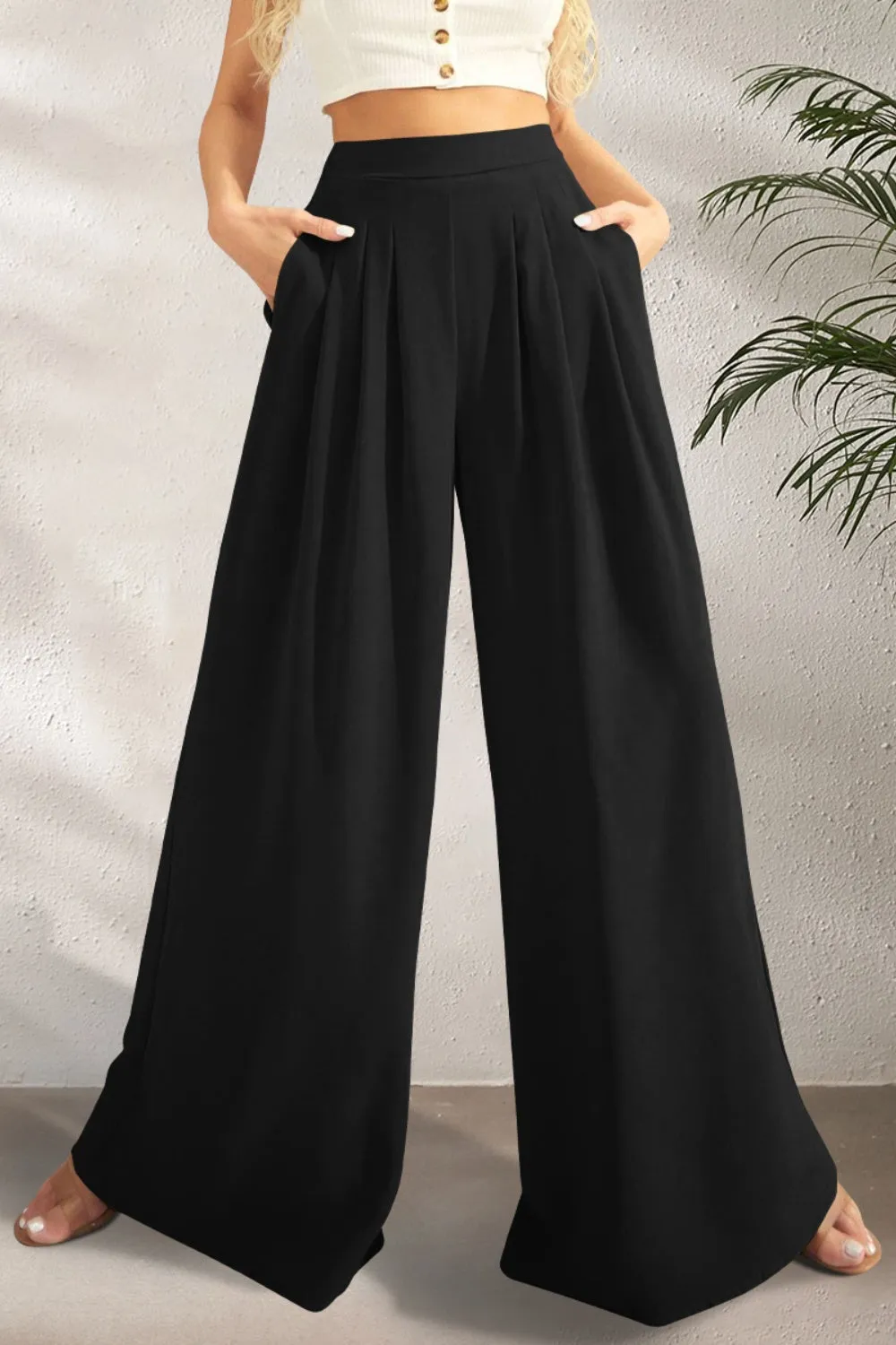 Pocketed High Waist Wide Leg Pants sold by Charming Charlie product image thumbnail 4
