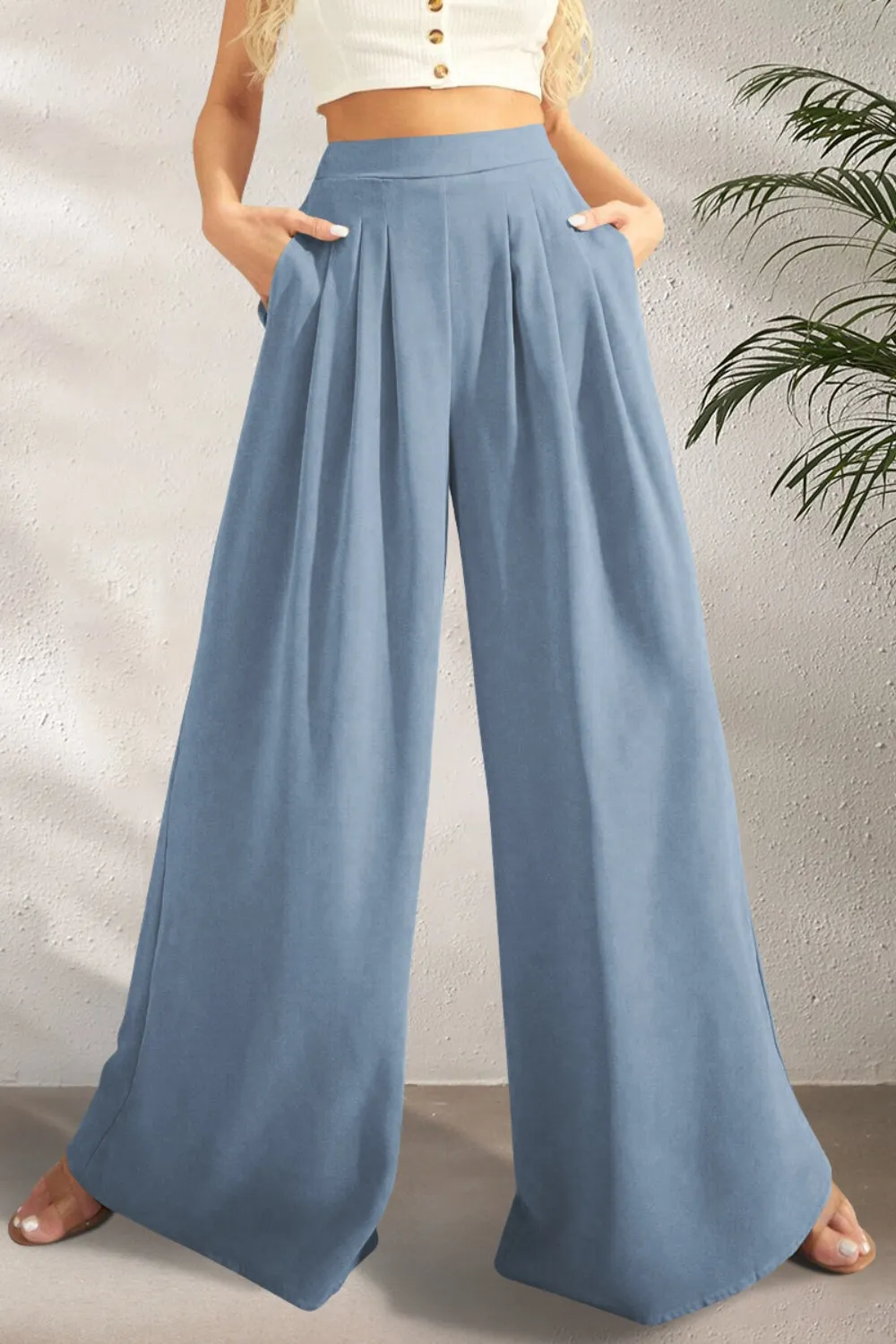 Pocketed High Waist Wide Leg Pants sold by Charming Charlie