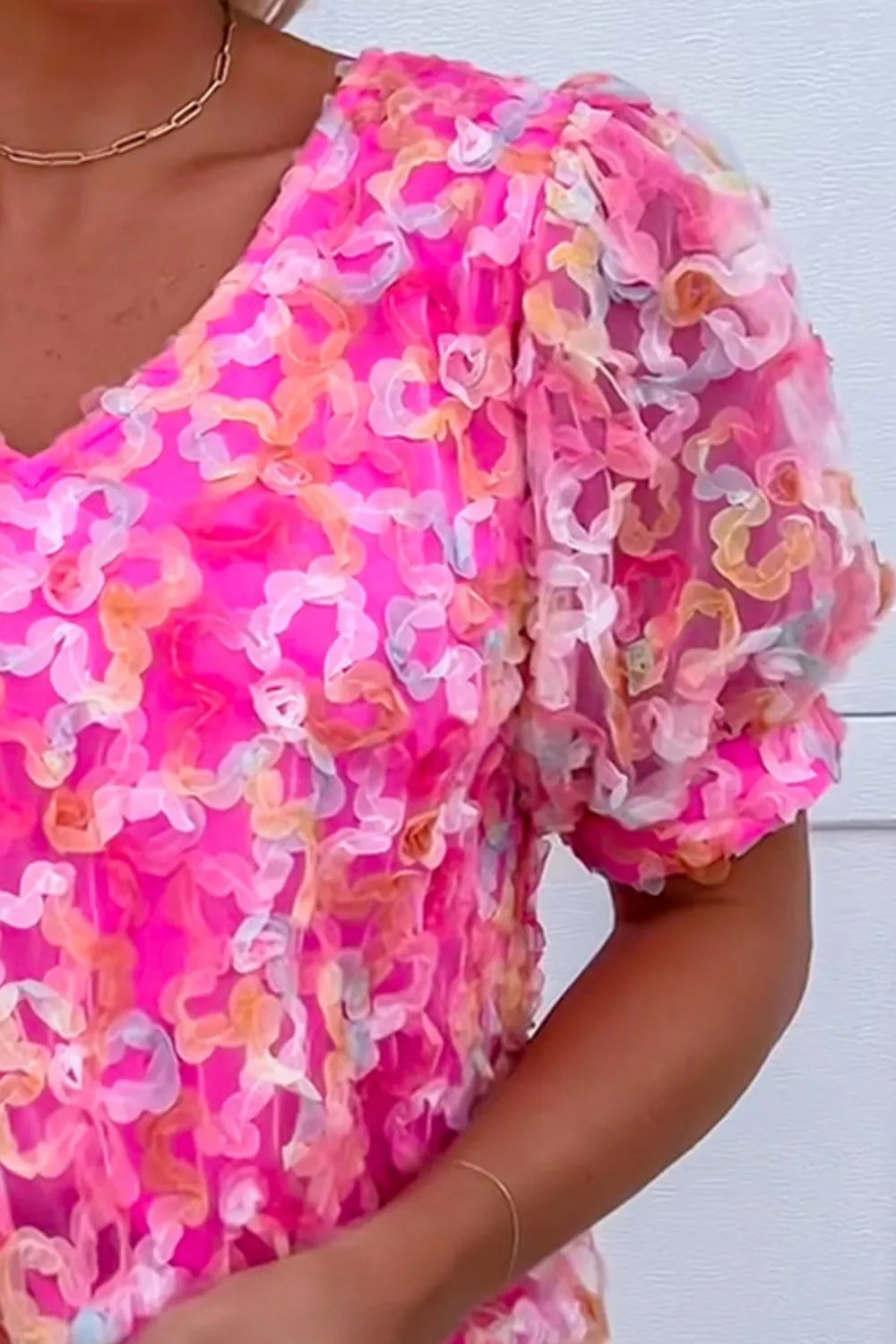 Applique V-Neck Short Sleeve Blouse sold by Charming Charlie product image thumbnail 2
