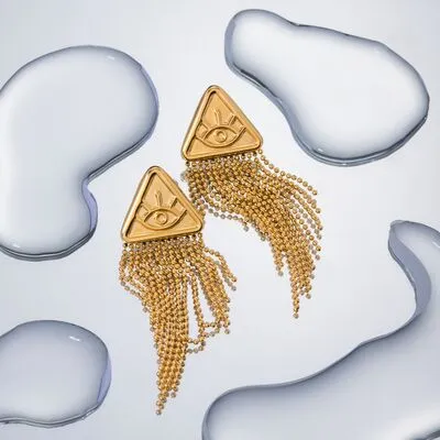 18K Gold-Plated Stainless Steel Geometric Earrings sold by Charming Charlie product image thumbnail 4