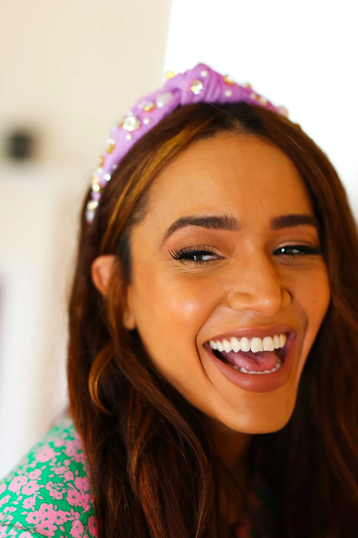 Purple Heart Pearl & Jewel Knot Knit Headband sold by Charming Charlie product image thumbnail 3