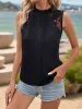 Lace Detail Mock Neck Sleeveless Top sold by Charming Charlie