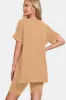 Zenana V-Neck Short Sleeve T-Shirt and Biker Shorts Set sold by Charming Charlie