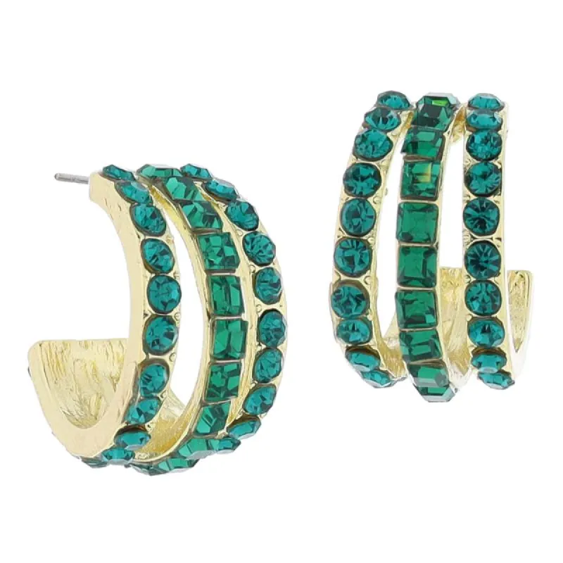 Emerald Crystal Hoop Cluster Earrings, .85" Top to Bottom sold by Charming Charlie