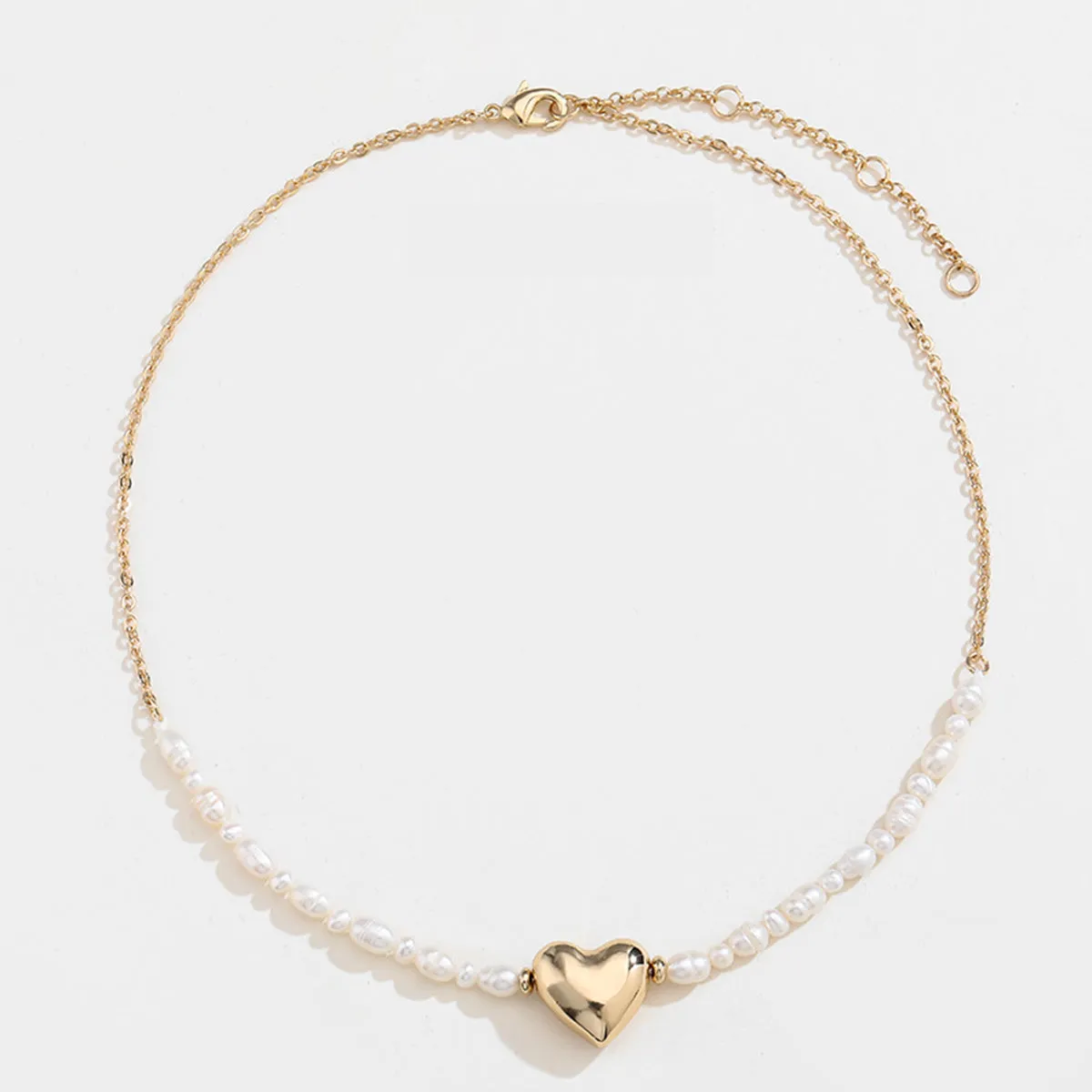 Gold-plated Pearl Chain Heart Pendant Necklace sold by Charming Charlie product image thumbnail 3