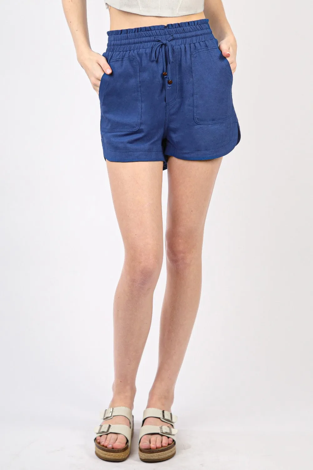 VERY J Drawstring Elastic Waist Linen Shorts sold by Charming Charlie product image thumbnail 3