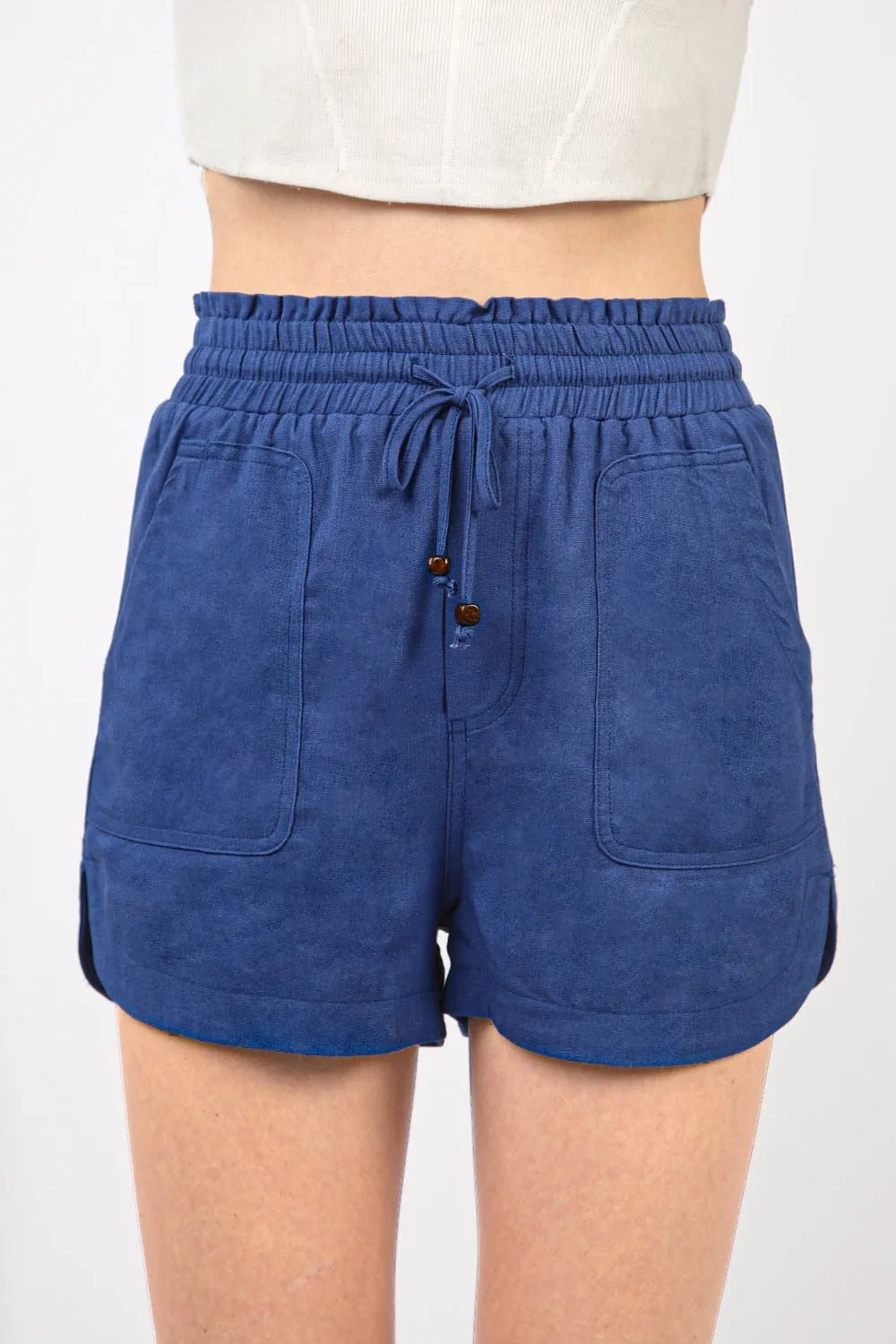 VERY J Drawstring Elastic Waist Linen Shorts sold by Charming Charlie