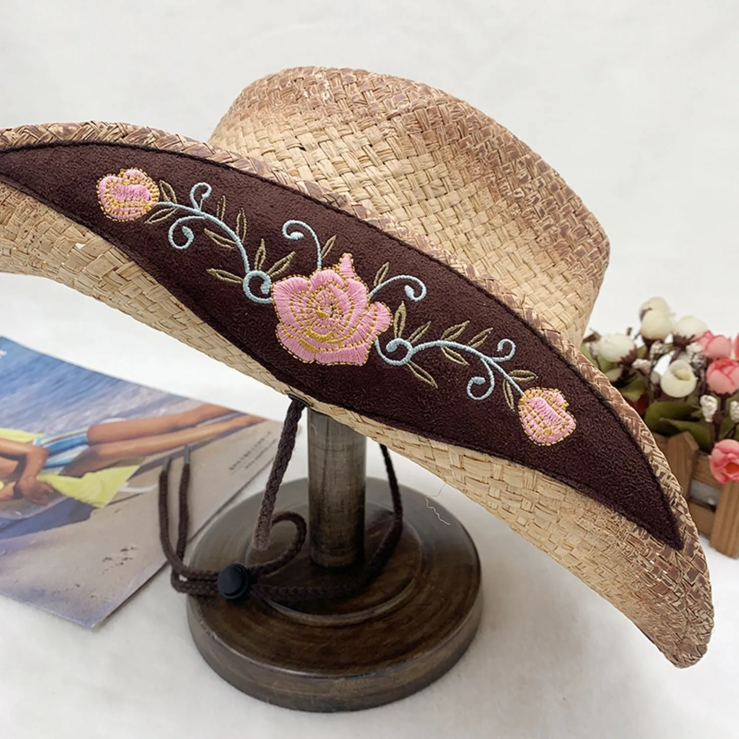 Embroidered Tied Raffia Hat sold by Charming Charlie product image thumbnail 4