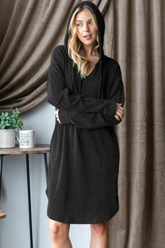 Heimish Ribbed Long Sleeve Hooded Dress sold by Charming Charlie