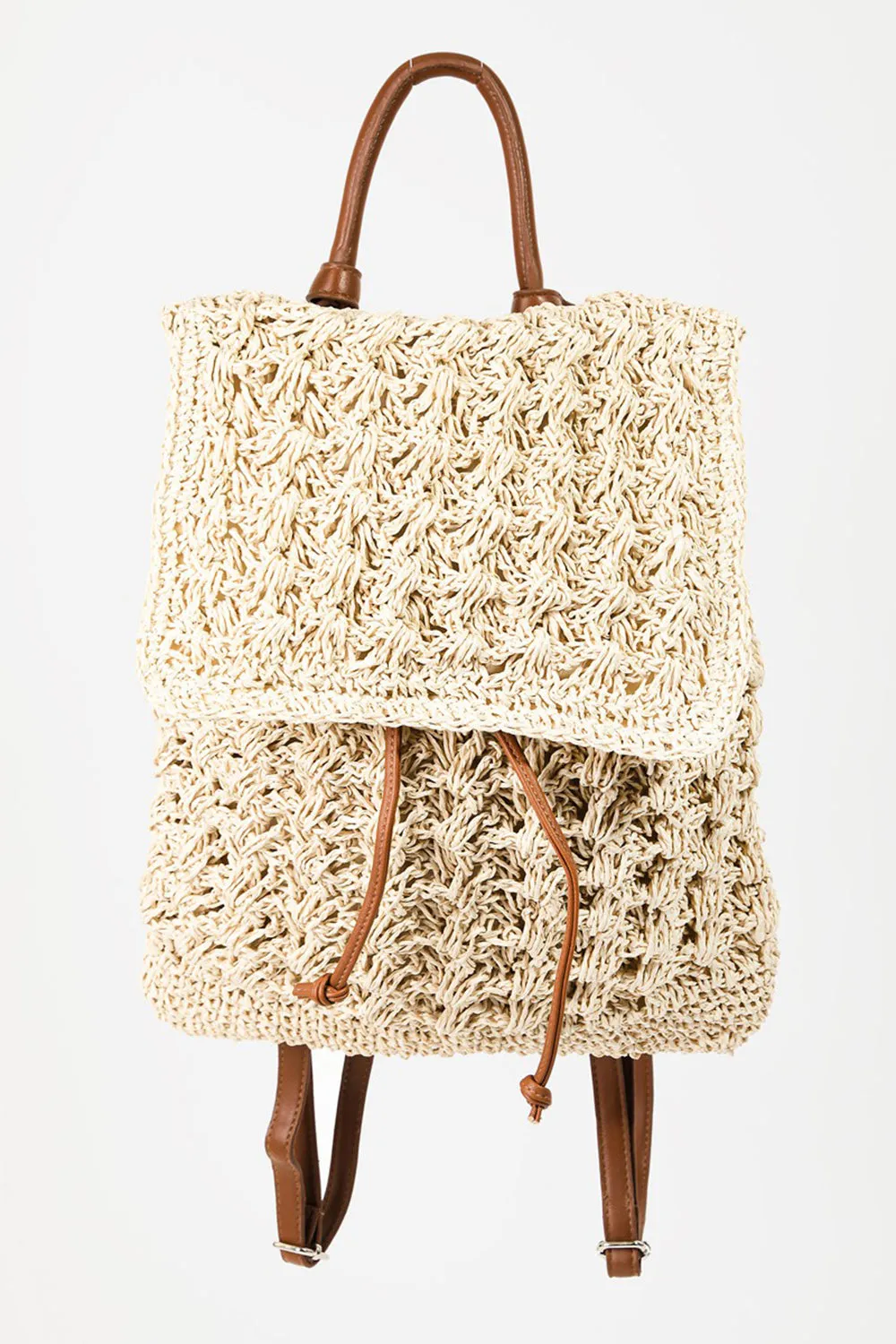 Fame Straw Braided Faux Leather Strap Backpack Bag sold by Charming Charlie