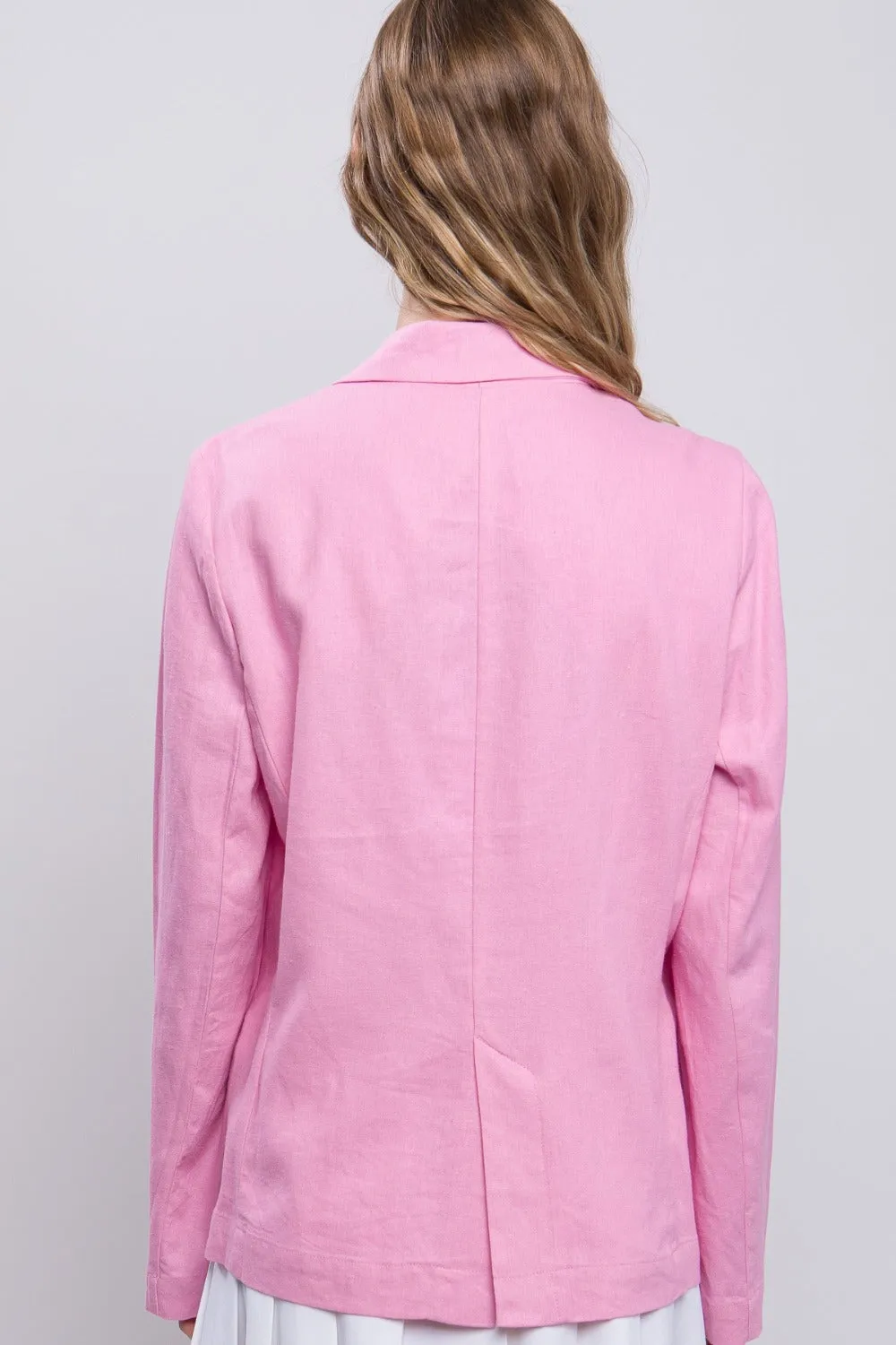 Love Tree One-Button Long Sleeve Linen Blazer sold by Charming Charlie product image thumbnail 2