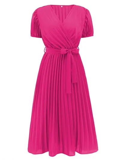 Pleated Surplice Tie Waist Midi Dress sold by Charming Charlie product image thumbnail 5