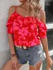 Ruffled Printed Short Sleeve Blouse sold by Charming Charlie
