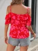 Ruffled Printed Short Sleeve Blouse sold by Charming Charlie