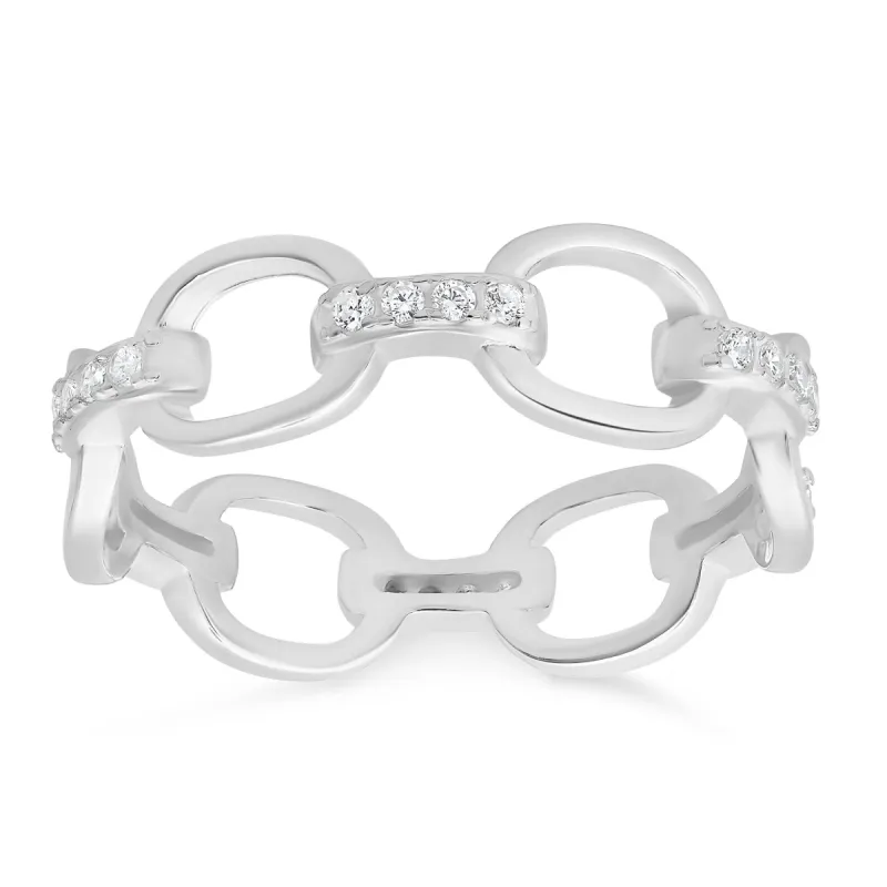 Sterling Silver CZ Paper Clip Band Ring sold by Charming Charlie