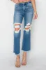 RISEN Mid Rise Distressed Cropped Flare Jeans sold by Charming Charlie
