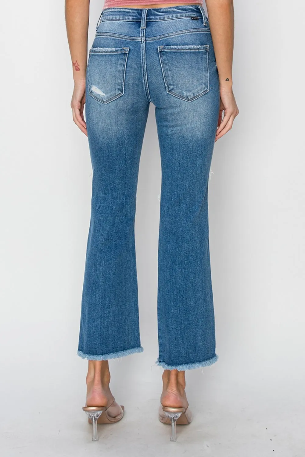 RISEN Mid Rise Distressed Cropped Flare Jeans sold by Charming Charlie product image thumbnail 2