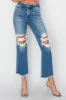 RISEN Mid Rise Distressed Cropped Flare Jeans sold by Charming Charlie