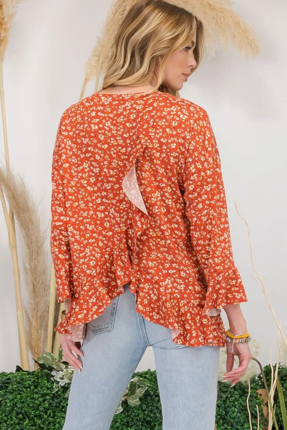Celeste Full Size Floral Ruffle Detail Top sold by Charming Charlie product image thumbnail 2