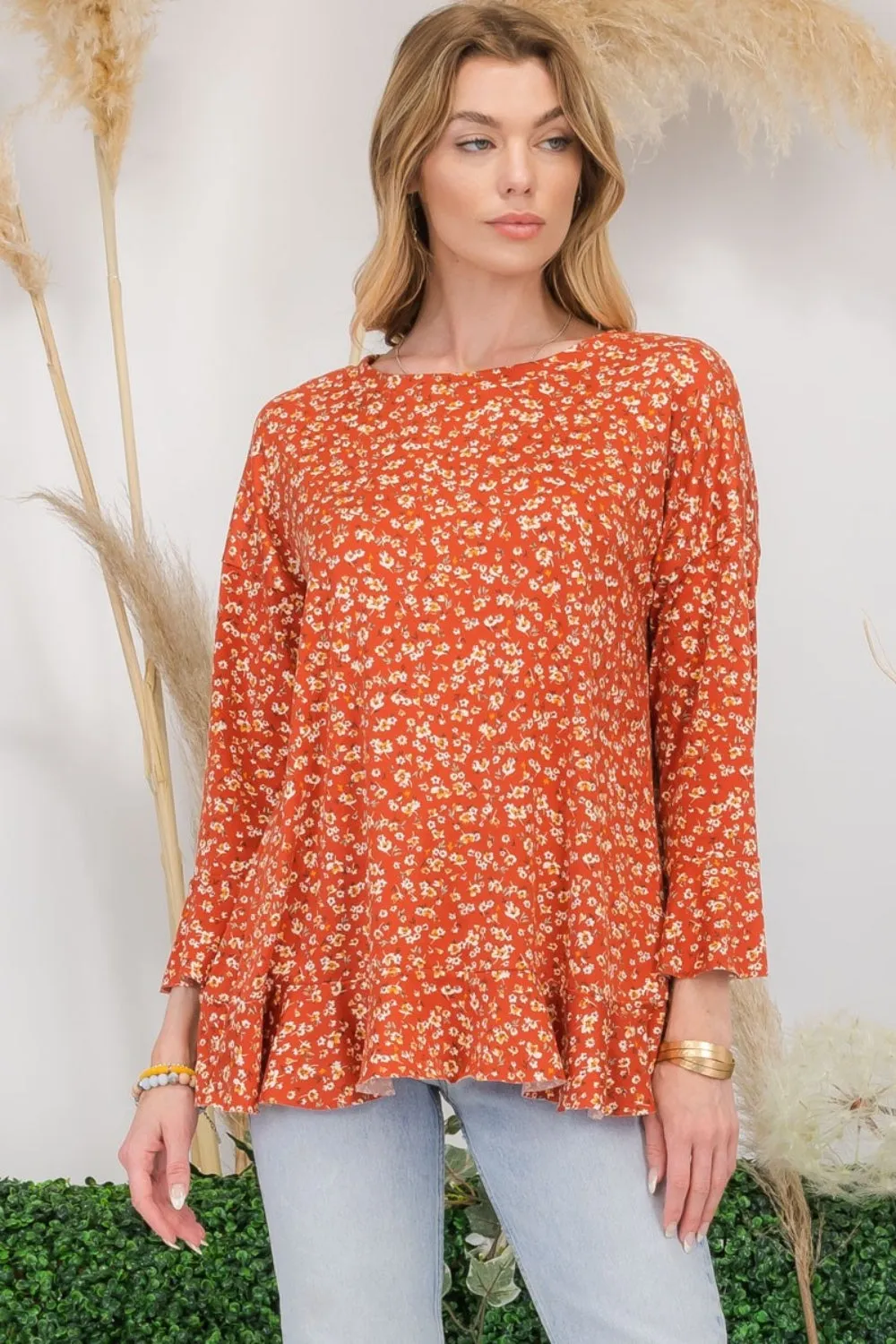 Celeste Full Size Floral Ruffle Detail Top sold by Charming Charlie product image thumbnail 4