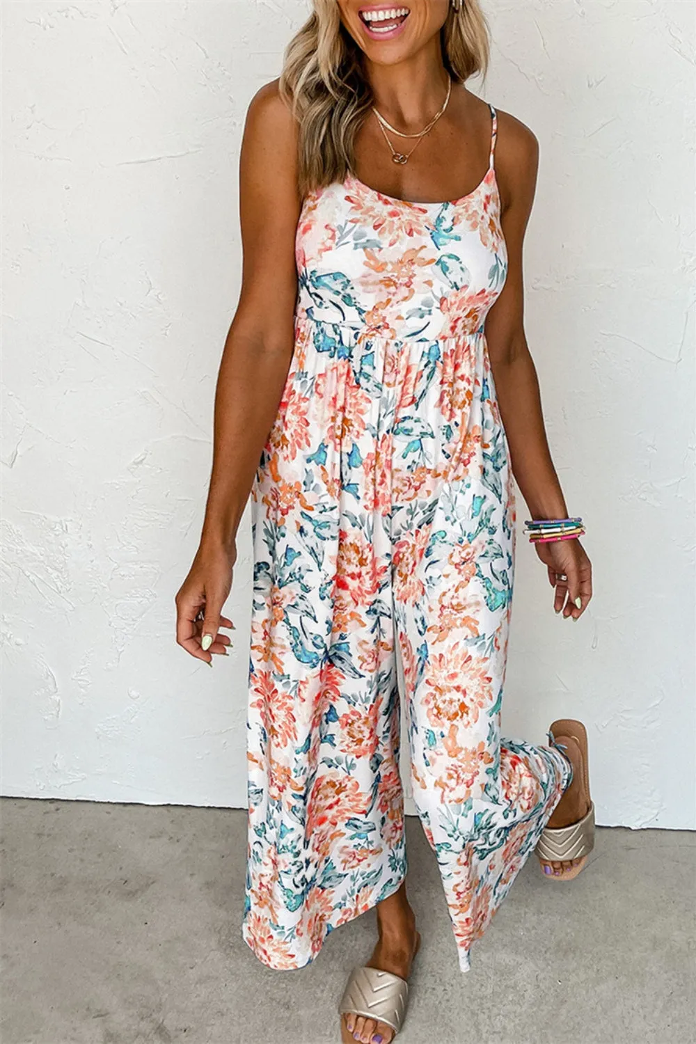 Printed Scoop Neck Wide Leg Jumpsuit sold by Charming Charlie product image thumbnail 3