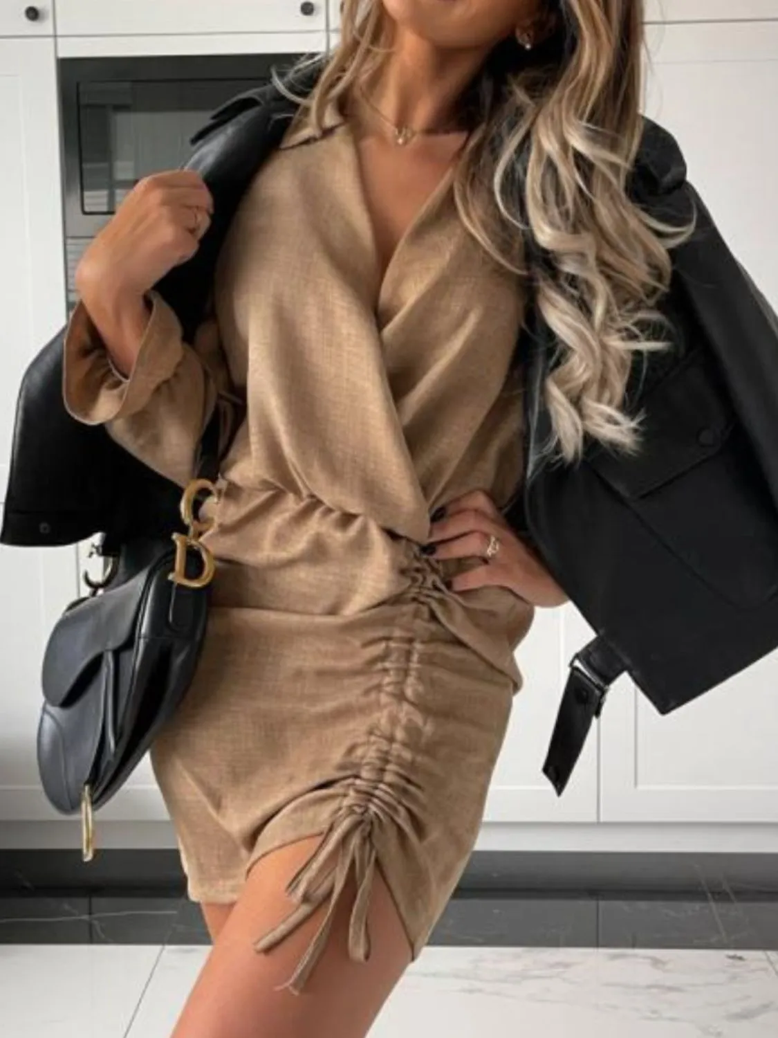 Drawstring Long Sleeve Mini Dress sold by Charming Charlie product image thumbnail 5