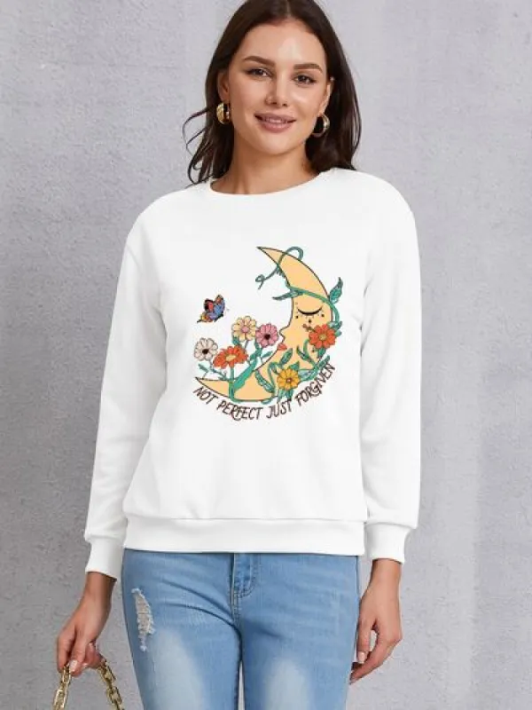 Graphic Round Neck Dropped Shoulder Sweatshirt sold by Charming Charlie