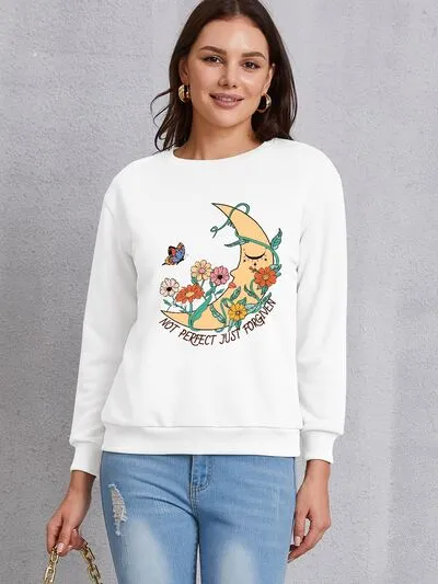 Graphic Round Neck Dropped Shoulder Sweatshirt sold by Charming Charlie