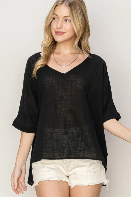 HYFVE V-Neck High-Low T-Shirt sold by Charming Charlie
