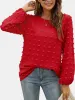 Swiss Dot Round Neck Long Sleeve Blouse sold by Charming Charlie