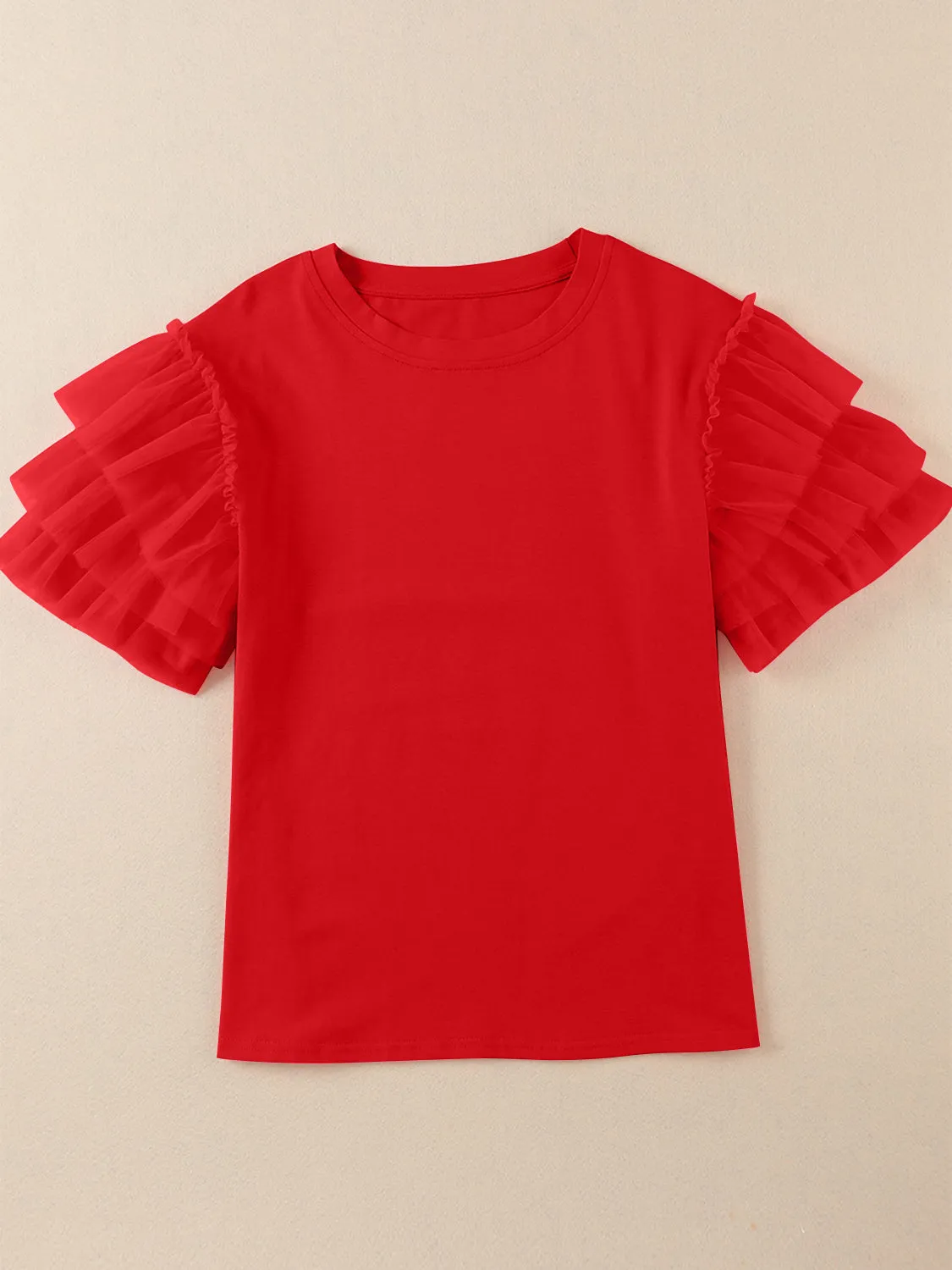 Ruffled Round Neck Short Sleeve Blouse sold by Charming Charlie product image thumbnail 4