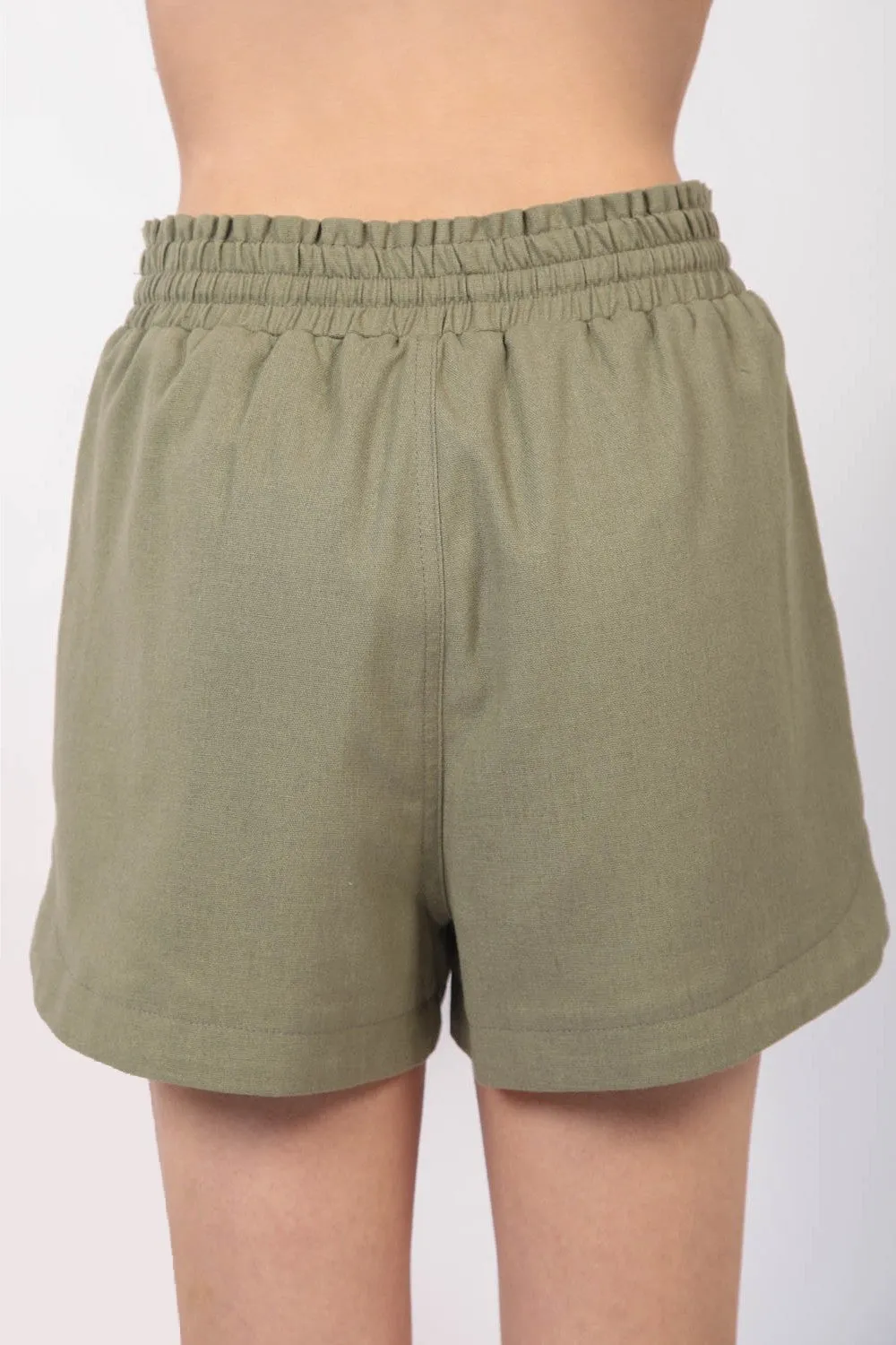 VERY J Drawstring Elastic Waist Linen Shorts sold by Charming Charlie product image thumbnail 2