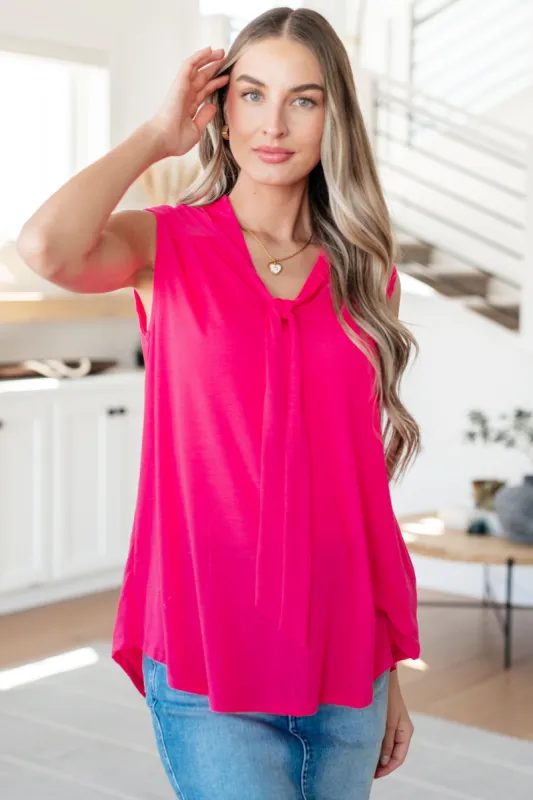 Uptown Girl Tie Detail Sleeveless Blouse sold by Charming Charlie