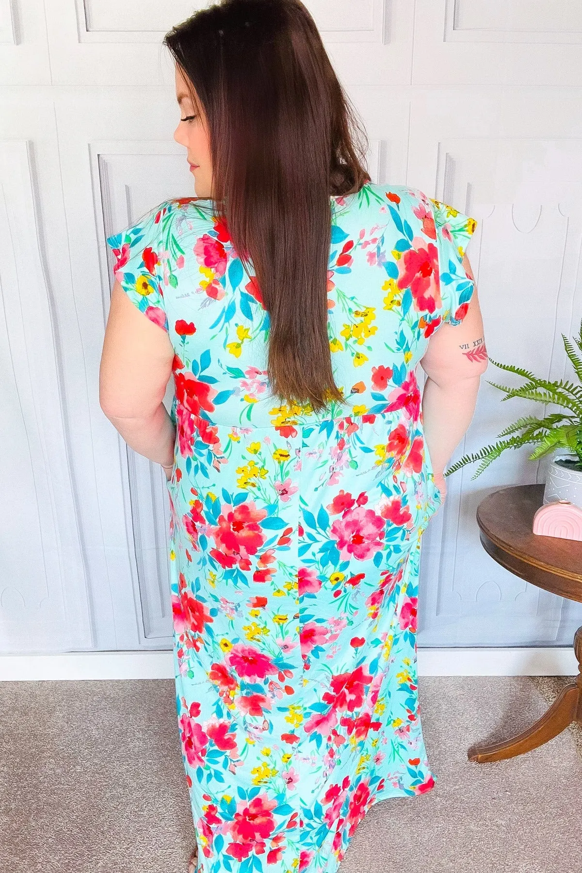 What A Vision Aqua Floral Fit & Flare Maxi Dress sold by Charming Charlie product image thumbnail 5