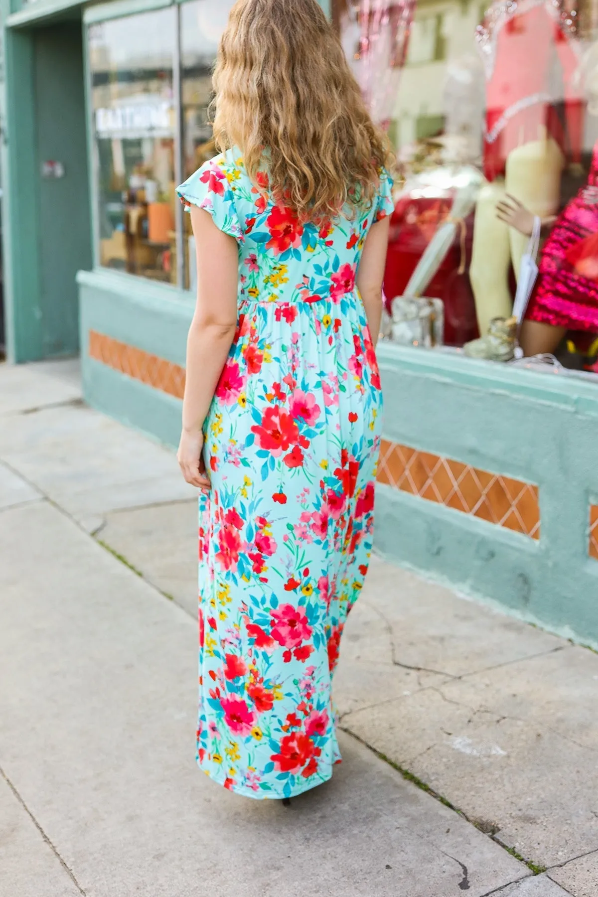What A Vision Aqua Floral Fit & Flare Maxi Dress sold by Charming Charlie product image thumbnail 3