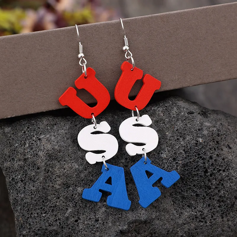 USA Wooden Letter Dangle Earrings sold by Charming Charlie product image thumbnail 2