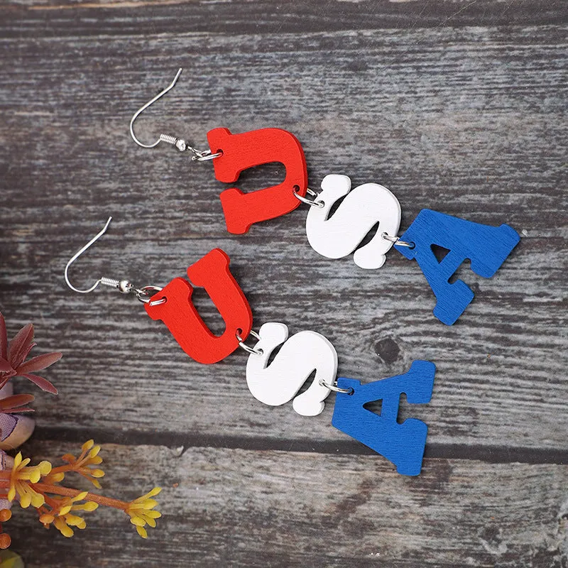 USA Wooden Letter Dangle Earrings sold by Charming Charlie product image thumbnail 3