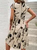 Tied Pleated Printed Cap Sleeve Dress sold by Charming Charlie